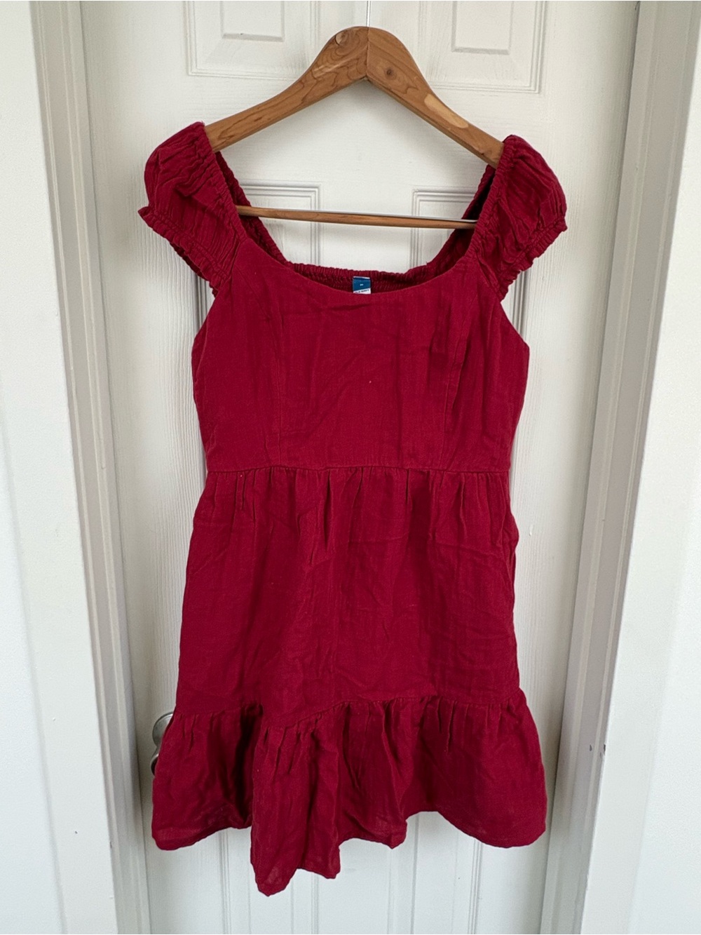 Old Navy Girls Red Puff Sleeve Ruffled Hem Dress